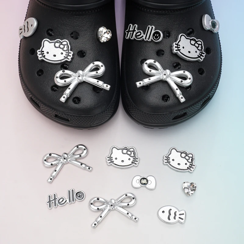 [Hello Kitty Charm] Hello Kitty Themed Shoe Charm Set ABS Removable DIY Accessories, Animal-Themed Shoe Buckle Decor Xmas Gifts