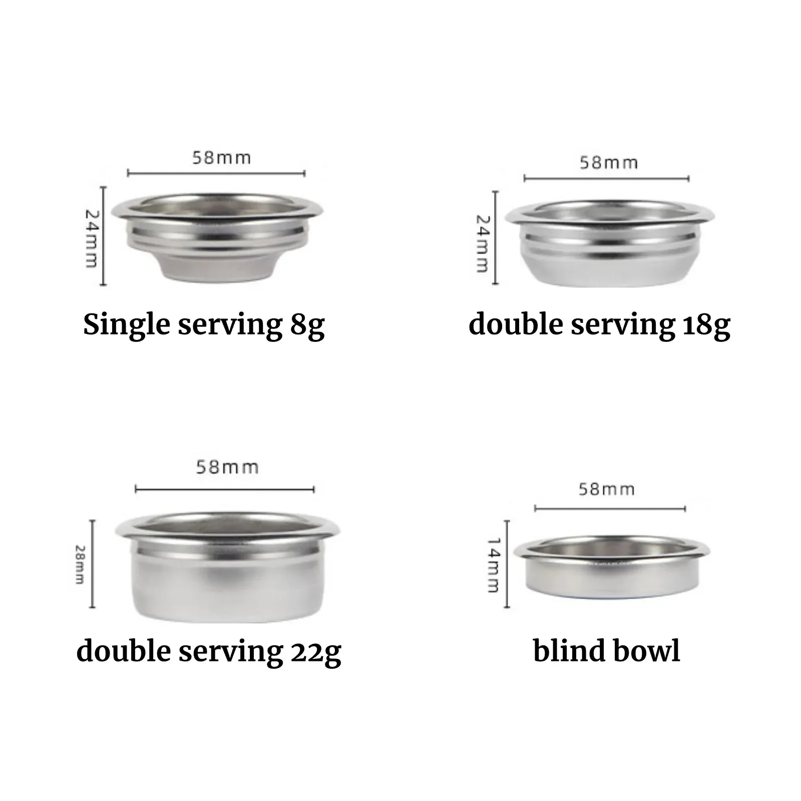 58 มม.ตะกร้ากรองกาแฟสแตนเลสสําหรับเครื่องชงกาแฟกรองตํารวจกาแฟ