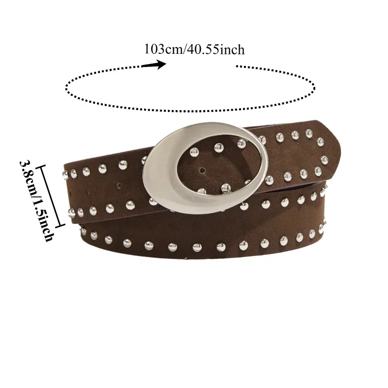 Fashionable Retro Maillard-Style Studded Women’s Belt Flattering Slimming and Elegant American “It Girl” Style Belt for Dresses