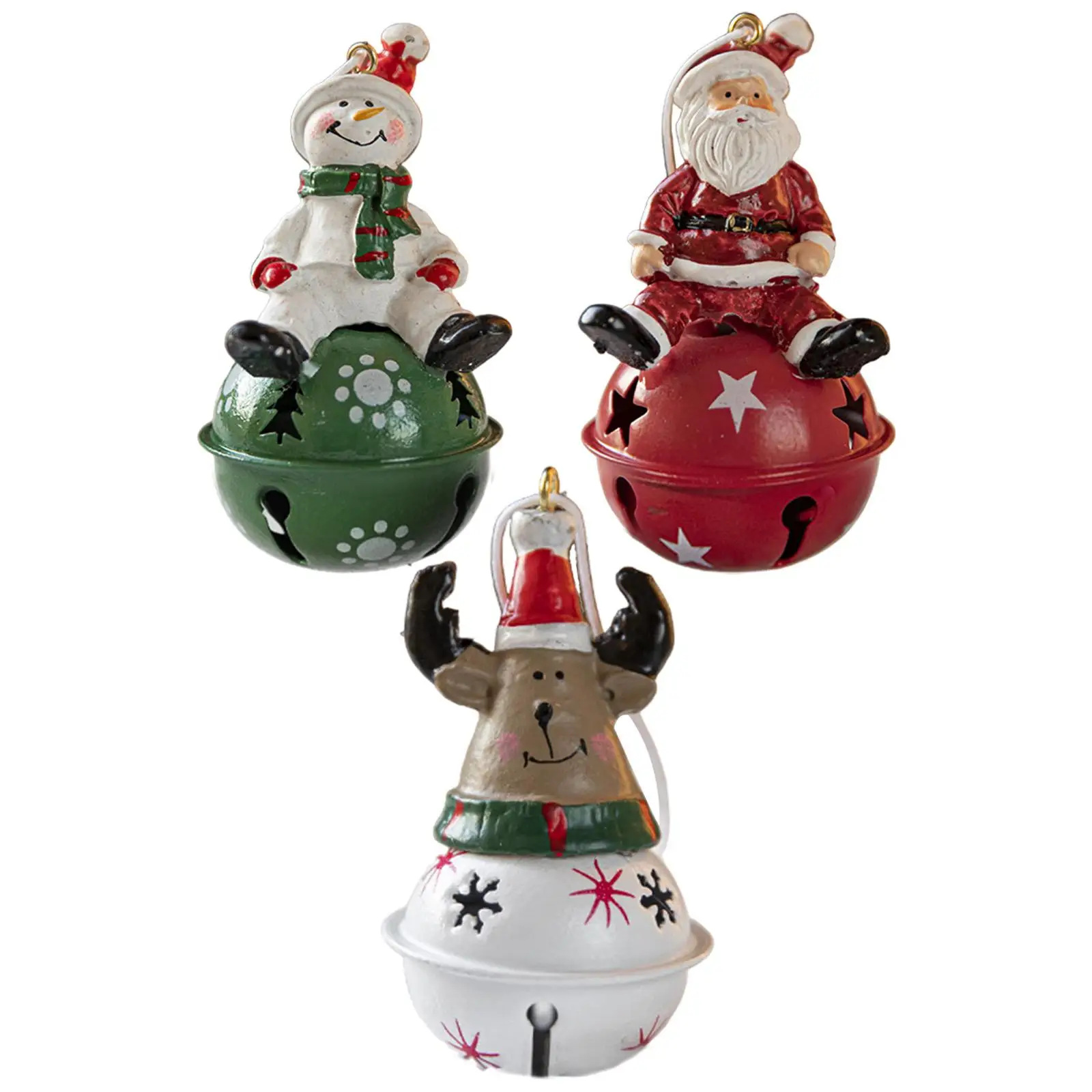 Christmas Decoration Holiday Adorable Decorative Party Favors Resin Xmas Statue Iron Bell for Wall Door Balcony Home Living Room