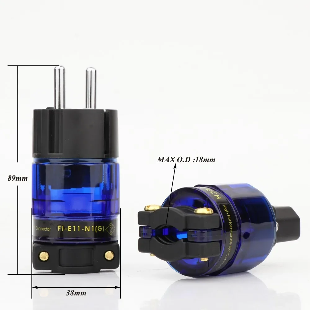 FURUTECH FI-E11-N1(R) / FI-11-N1 (R) Power plug Rhodium Schuko IEC 15A/125V adapter plug