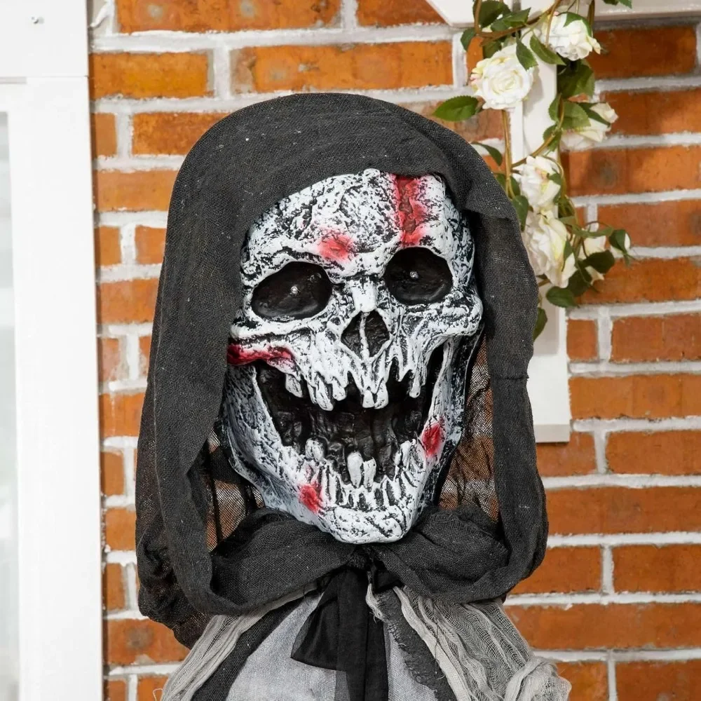 6.2ft Life-Size Outdoor Halloween Decoration – Skeleton Witch Animated Prop with Sound and Motion Activated Features