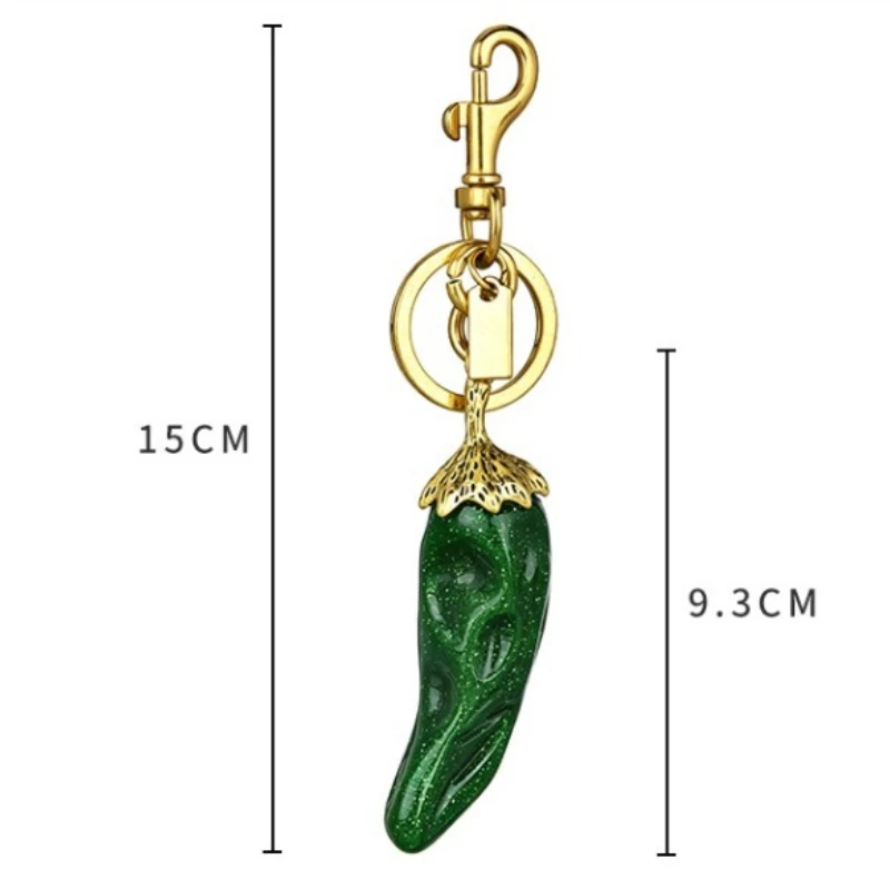 Designer Chili Pepper Keychain 3D Glitter Resin Heavy Duty Gold Clip Handbag Upgrade Accessory Lucky Bag Charm Gifts For Women