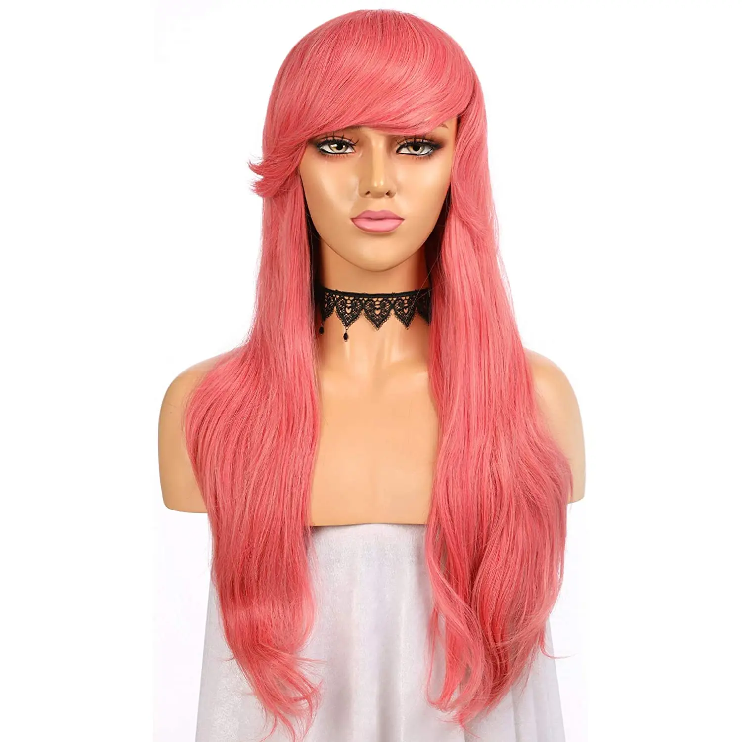 

Baby Pink Wigs For Women Girls Full Machine Made Glueless Long Synthetic Wig Rose Gold Pastel Wigs For Women Heat Safe 22 Inch