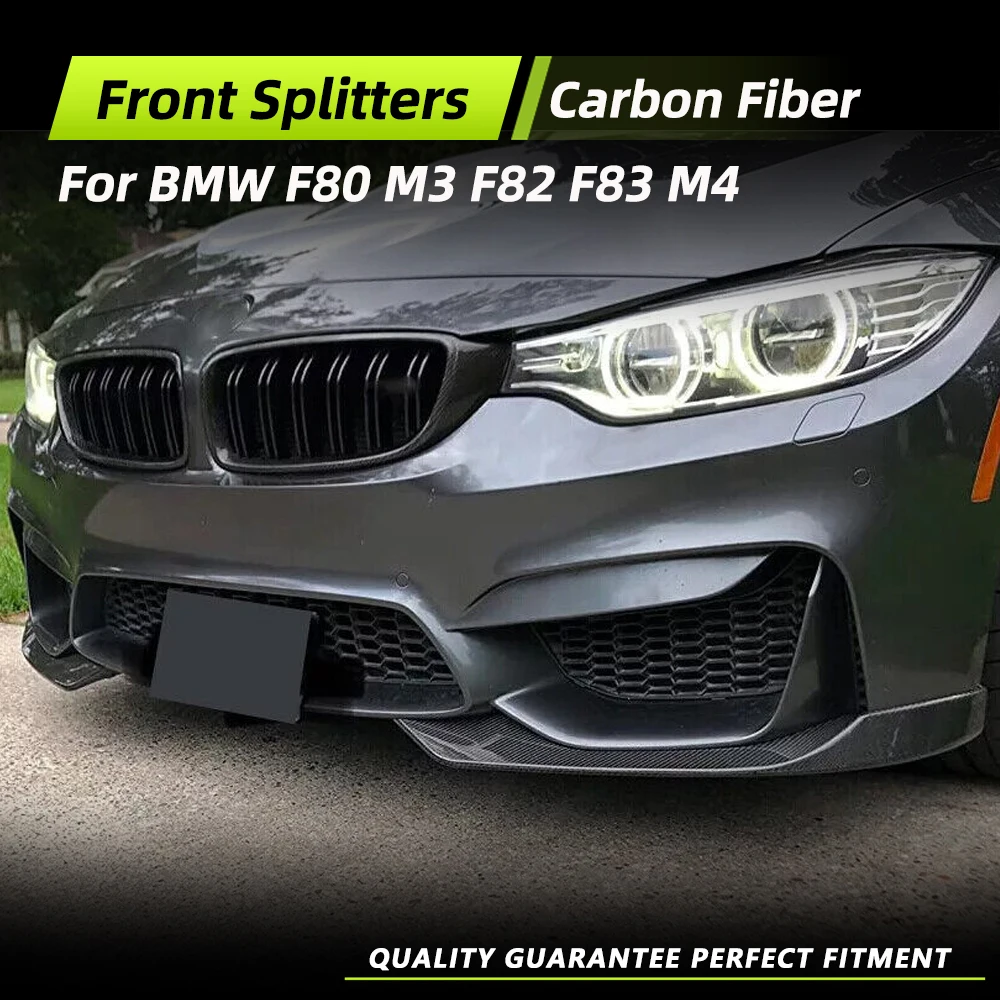 

Carbon Fiber Car Front Bumper Lip Spoiler for BMW F80 M3 F82 F83 M4 Sedan Coupe Convertible 2014-2018 FRP Black Front Splitters