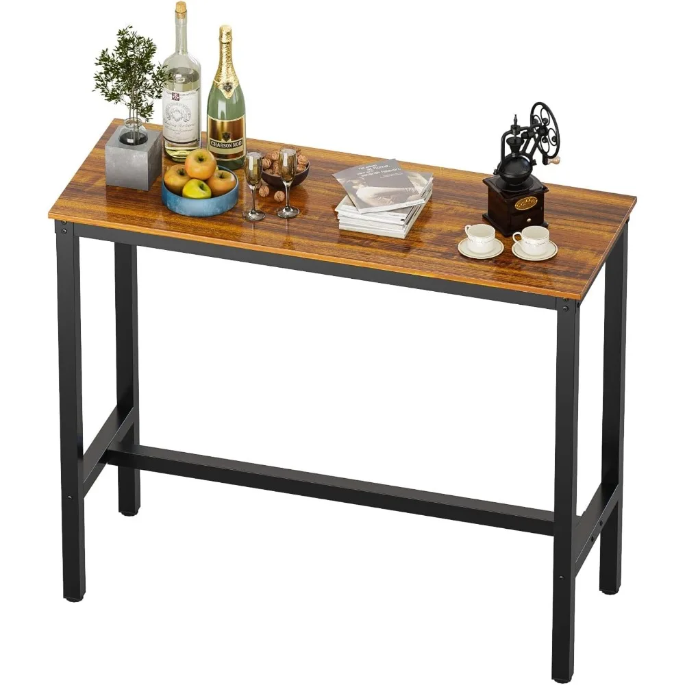

Bar Table, 47.24" Bar Table with Sturdy Metal Frame, Rectangular High Top Table for Kitchen & Dining, Living Room