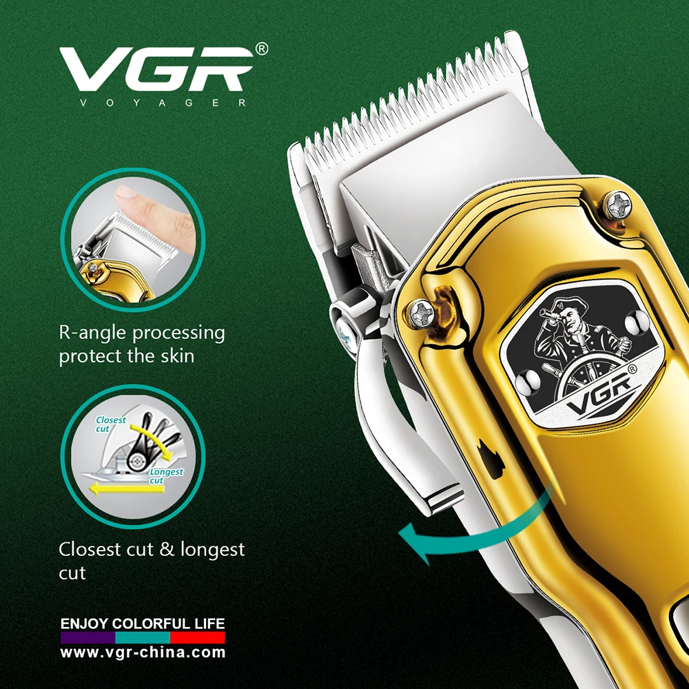 VGR-cortadora de pelo profesional recargable para hombres, máquina de afeitar para cortar el pelo, accesorios de barbero, máquina para cortar barba