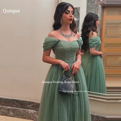 Qunque Customized Women's Fashion Prom Dress فساتين سهره Vestido De Gala Noche Mujer Pleated Tulle Corset Evening Party Dresses