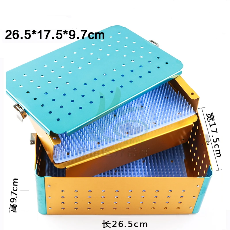 Caixa De Esterilização De Liga De Alumínio, Ferramentas cirúrgicas importadas do olho do silicone, Resistente de alta temperatura
