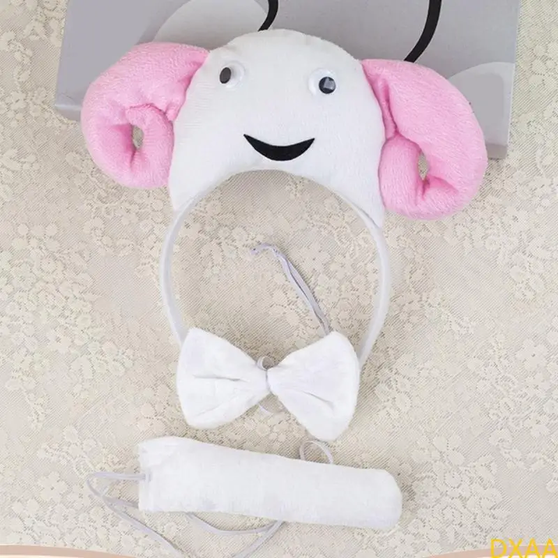 DXAA Sheep Costume Set Sheep Ears Tail Bows Tutu Skirt Animal Fancy Costume Accessories Kids Halloween Cosplay Props