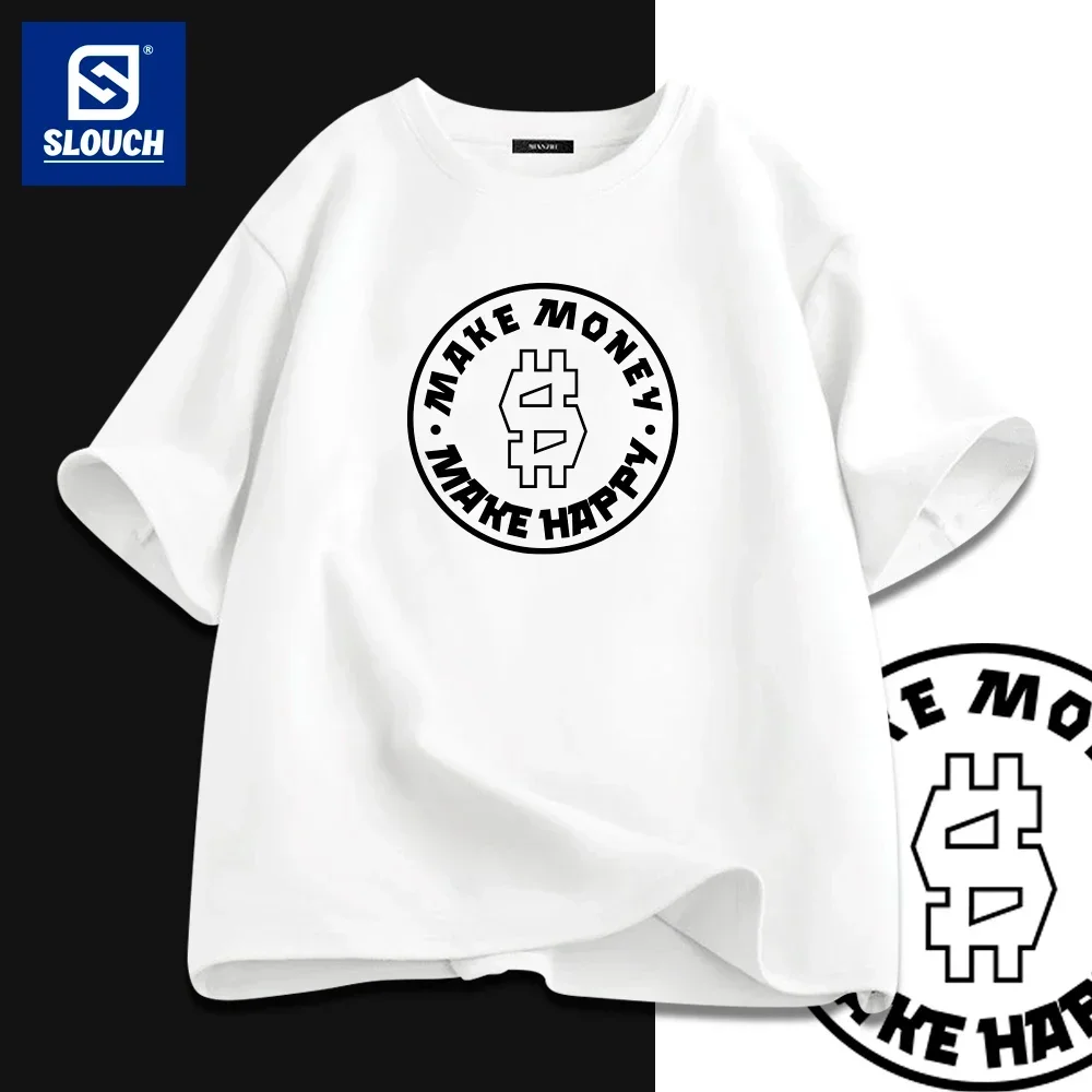 

Make Money Make Happy Printed T-shirts Funny Mens Clothing Plain Summer Tops Cotton Soft Short Sleeve Tee Casual Breathable Tee