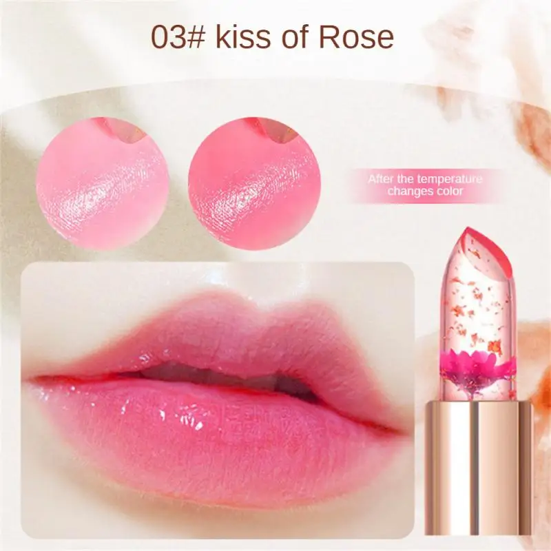 Flower Lip Balm Color Change Lipstick Flower Jelly Flower Lipstick Hydrating Moisturizing Waterproof Makeup Cosmetics For Women