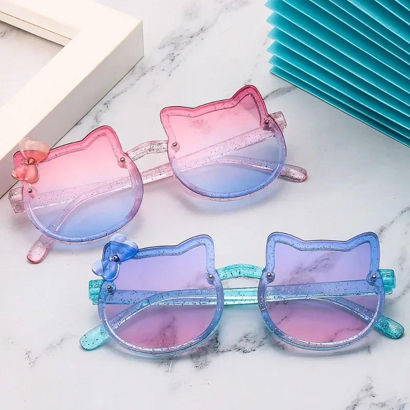 Sanrio Hello Kitty Sunglasses Cartoon Anime Cute KT Cat Children Glasses Ultraviolet-proof Girls Photography Props Holiday Gifts