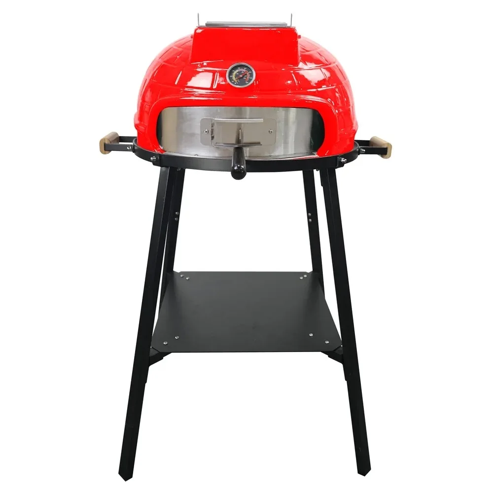 AUPLEX Premium Luxurious Ceramic Kamado Pizza Oven with Glazed Finish Flame Safety Device for Backyard Cooking Easily Assembled