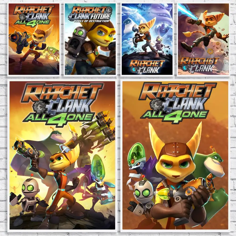 Painting Calligraphy High-Quality Canvas Wall Mural Crease-Free Living Room Bedroom Interiors Shooter Game R-Ratchet And Clank