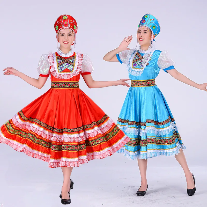 

2023 Woman Maid Dress Russian European Court Costumes Vintage Oversized Princess Dress Drama Folk Dance Costume Red Blue Cosplay