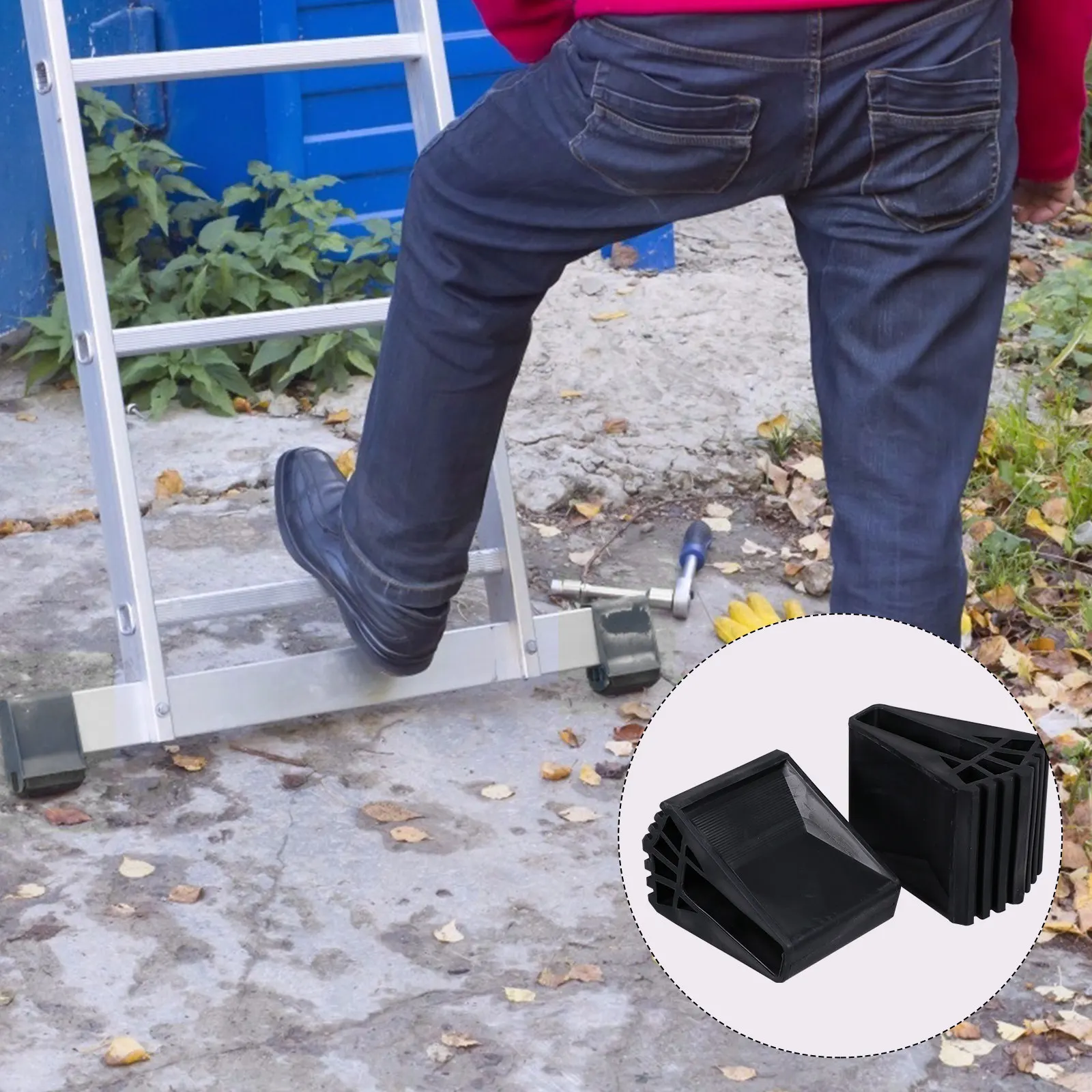 Rubber Ladder Feet Covers 2 Pack Anti Slip Floor Pads Shock Absorbing Noise Reducing Protective Caps