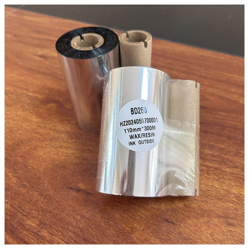 

Premium 35mmx300m Black PET Film Thermal Transfer Ribbon Heat Resistant Bar Code Printing Ink in Premium Black Wax Resin