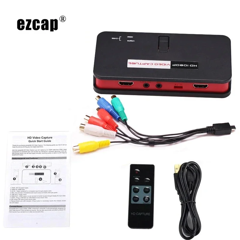 Ezcap284 USB Flash Disk 1080P HDMI Video Capture Card Game Recording Box Video Grabber for XBOX PS3 PS4 TV Box PC One Key Record