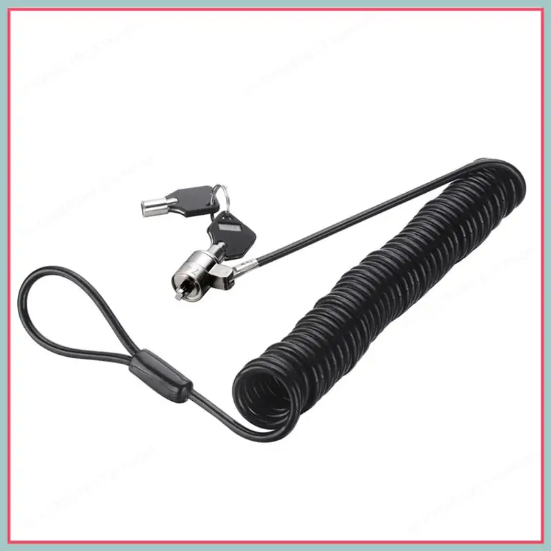 N94R Laptop Computer Lock Laptop Lock Anti-Theft Lock Universal Retractable Spring Rope Steel Cable Key Computer Lock