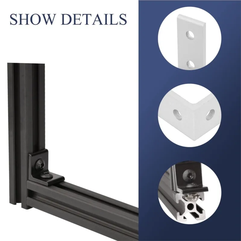 10 Stück 2020 2040 3030 4040 Eckhalterung für 2020 Aluminium-Extrusion 6 mm Schlitz 2020 L Eckhalterung 90 Grad mit T-Muttern-Schraube