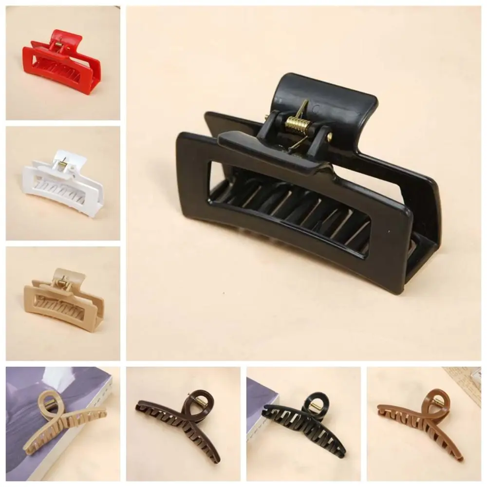 Safe Silicone Shark Clip Korean Style Square Straight Line Shaped Hair Claw Simple Creative Solid Color Shark Clip Work