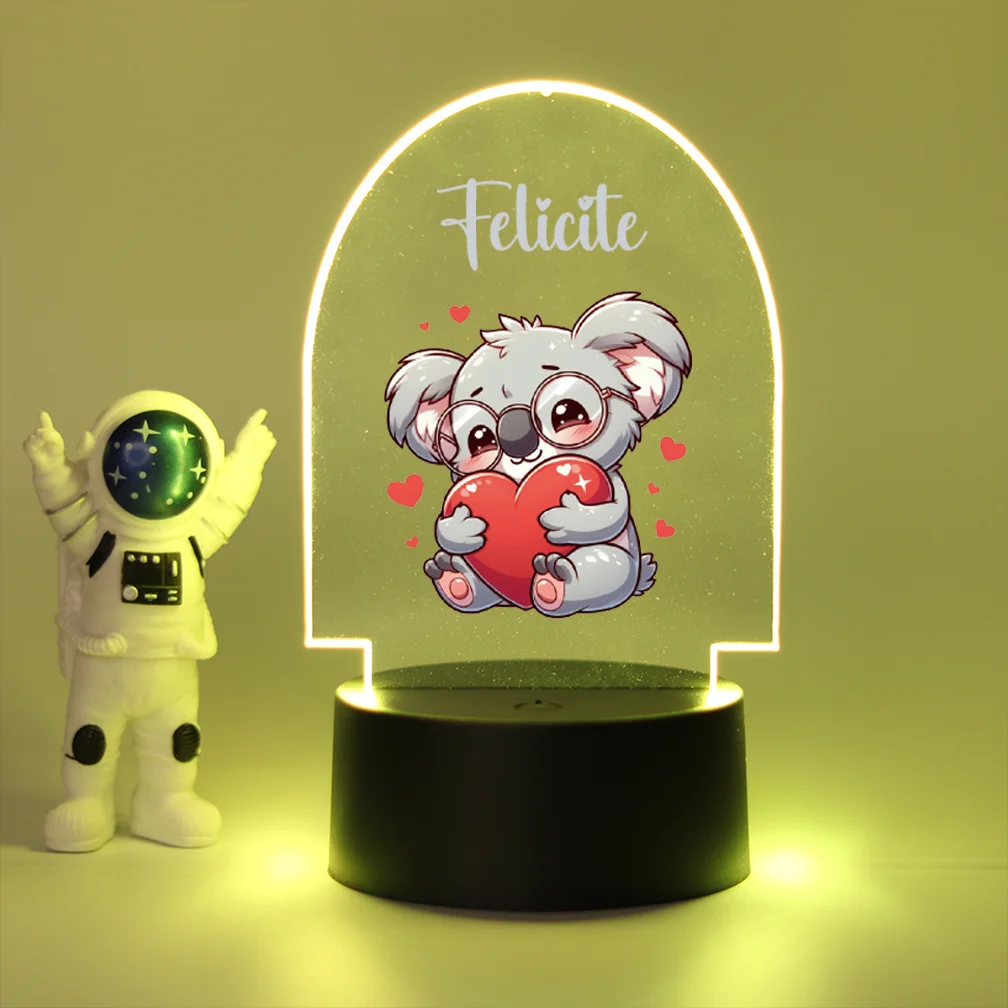 1pc Personalize Custom Koala Funny 3D Led Night Light For Bedroom Decor Light Acrylic Night Lights Acrylic 3d Lamp - view 4