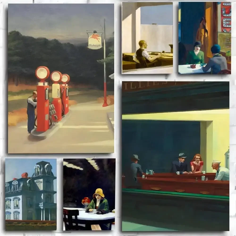 Edward Hopper Nighthawks Art  Poster Print For Bedroom Living Room Home Decor Cartoon Movie Wall Art HD Picture Mural