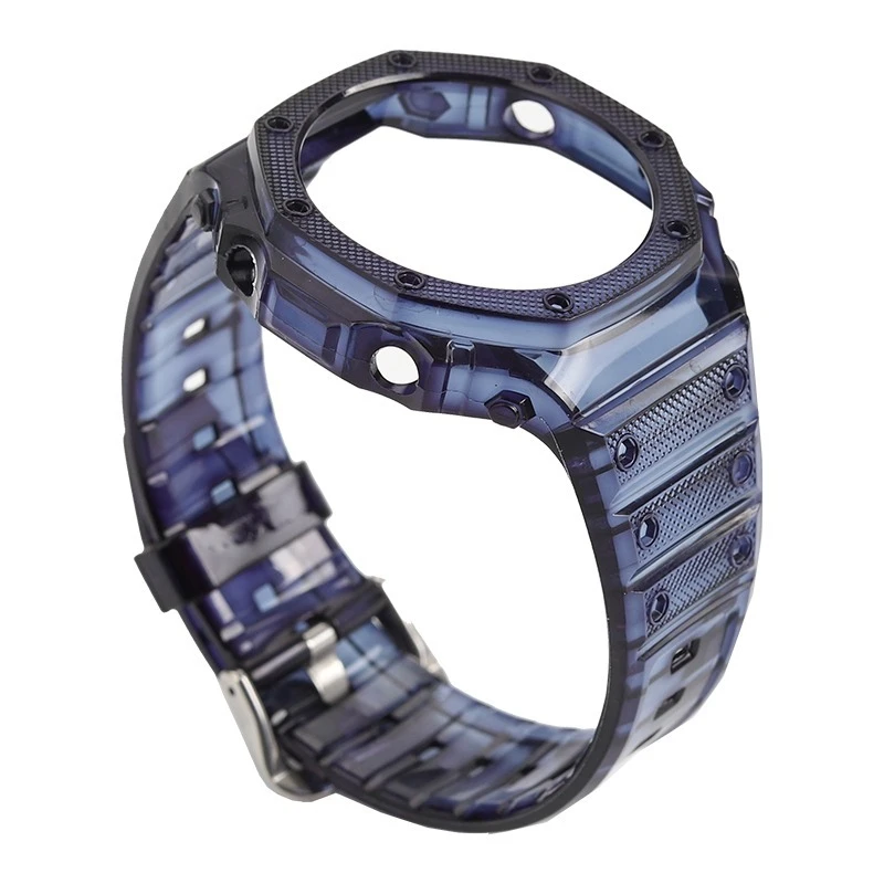 Cinturino per orologio in silicone trasparente trasparente per Casio G-Shock GA2100 GA2110 GA-B2100 |   Design della custodia del ghiacciaio modificata | Sostituzione della resina