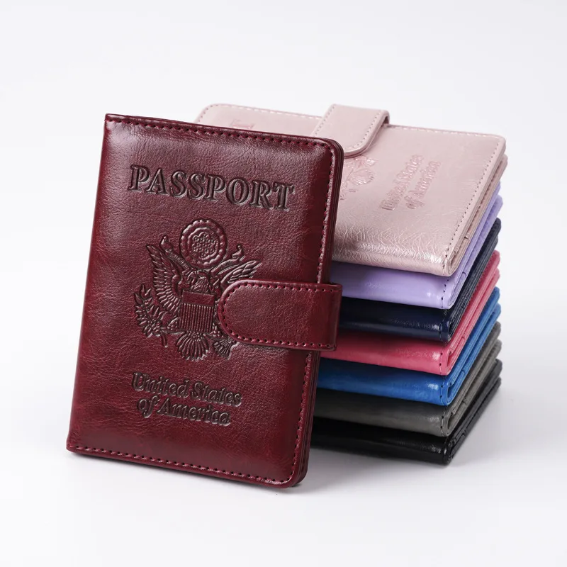 

New Leather Magnetic Hasp RFID Passport Cover Anti Magnetic Passport Holder Travel Wallet Men Women Id Holder Air Ticket Holder