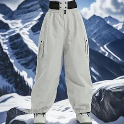 New Adult Skiing Pants 2025 Warm Loose Couple Ski Trousers Outdoor Winter Waterproof Female Snow Britches Man Snowboard Clothes