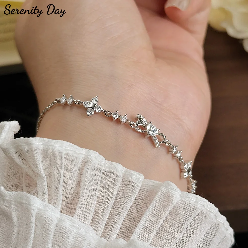 Serenity 4mm Heart Cut Moissanite Bracelet for Women S925 Sterling Silver Sparkling Hand Chain Girl Gift Plated 18K Fine Jewelry