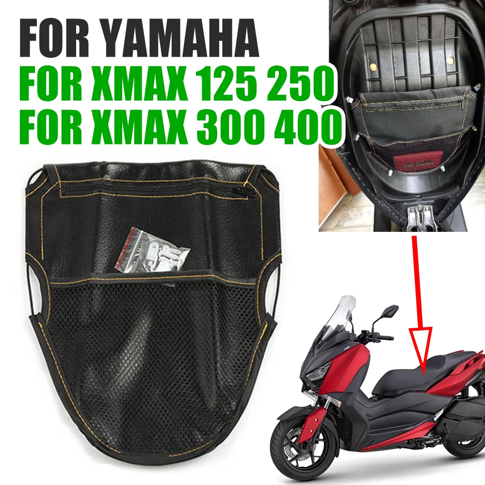 Under Seat Storage Bag For YAMAHA XMAX300 XMAX250 XMAX 300 X-MAX 250 125 400 Motorcycle Accessories Leather Tool Pouch Bag Parts