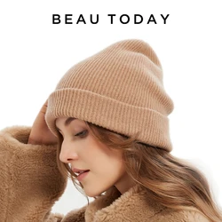 BEAUTODAY Knitted Beanie Women Sheep Wool Solid Color Soft Warm Casual Street 2023 Trendy Ladies Hats Present Handmade 96513