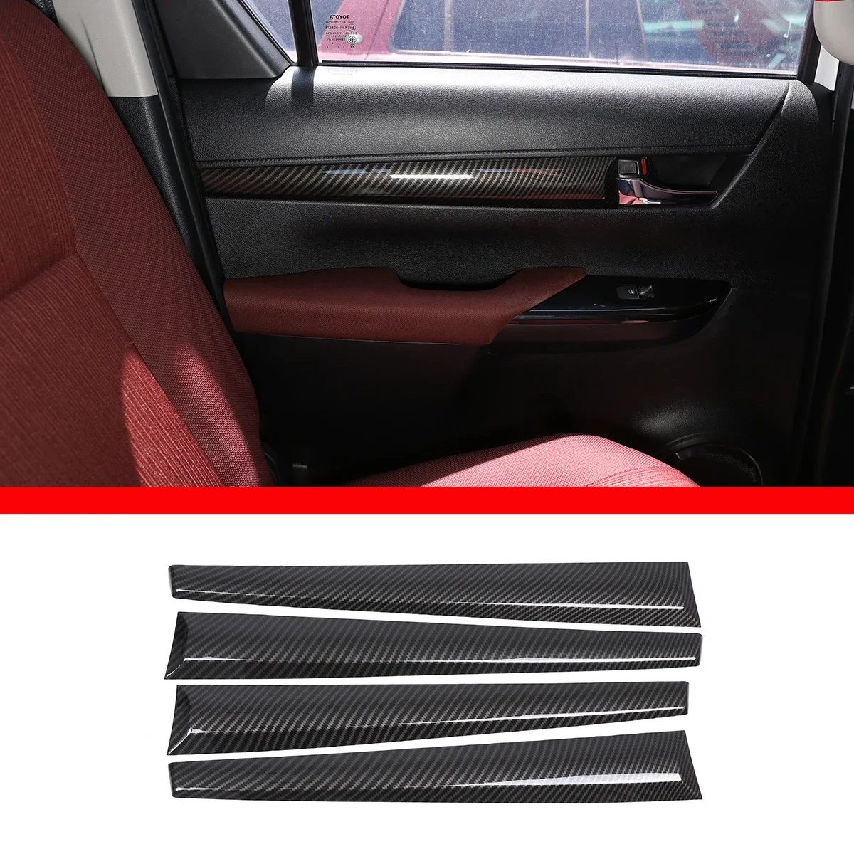 

For 2015-2021 Toyota Hilux ABS carbon fiber pattern door inner door panel trim car interior modification accessories