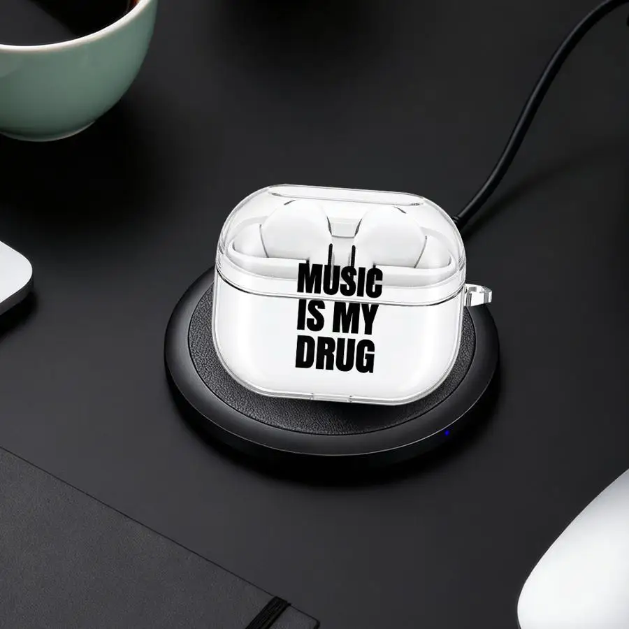 

Music Is My Everything Case For Samsung Galaxy Buds 3 FE 2Pro 3Pro 2 4 Pro 4Pro Live Clear Earphone Cases Cover With Hook