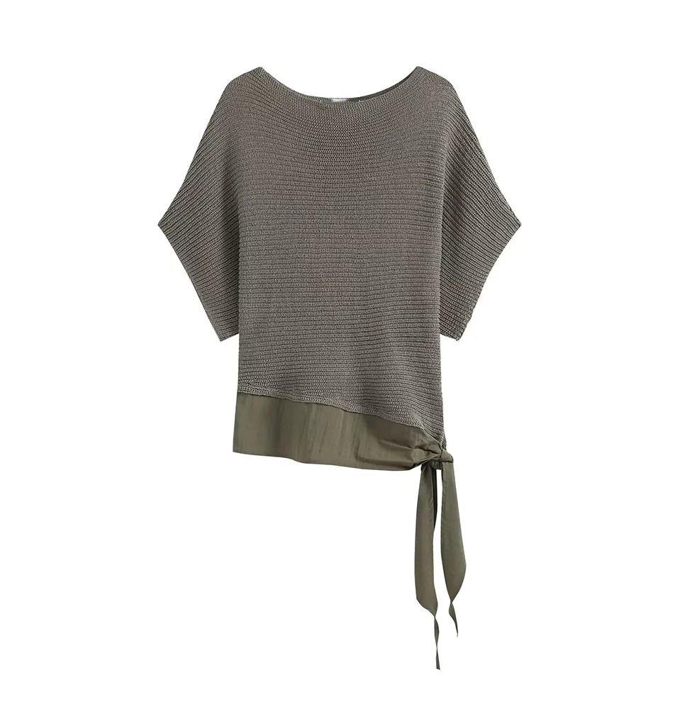 KONDALA Damen Elegante Geknotete Strickoberteile Schicker Freizeit-Bootshals-Kurzarm-Pullover 2026 Sommer Frühherbst Trendige Damenoberteile – Detail 4