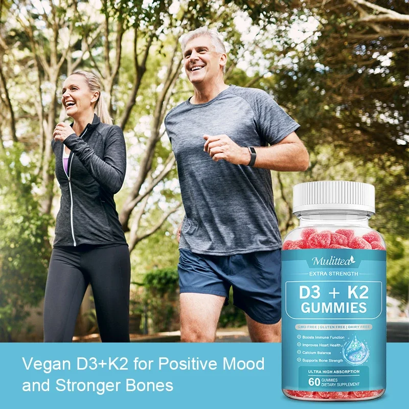Mulittea Vitamin D3K2 gummies for Joint Health Immune Support  Teeth&Bone Health Regulate Calcium Metabolism Promote absorption