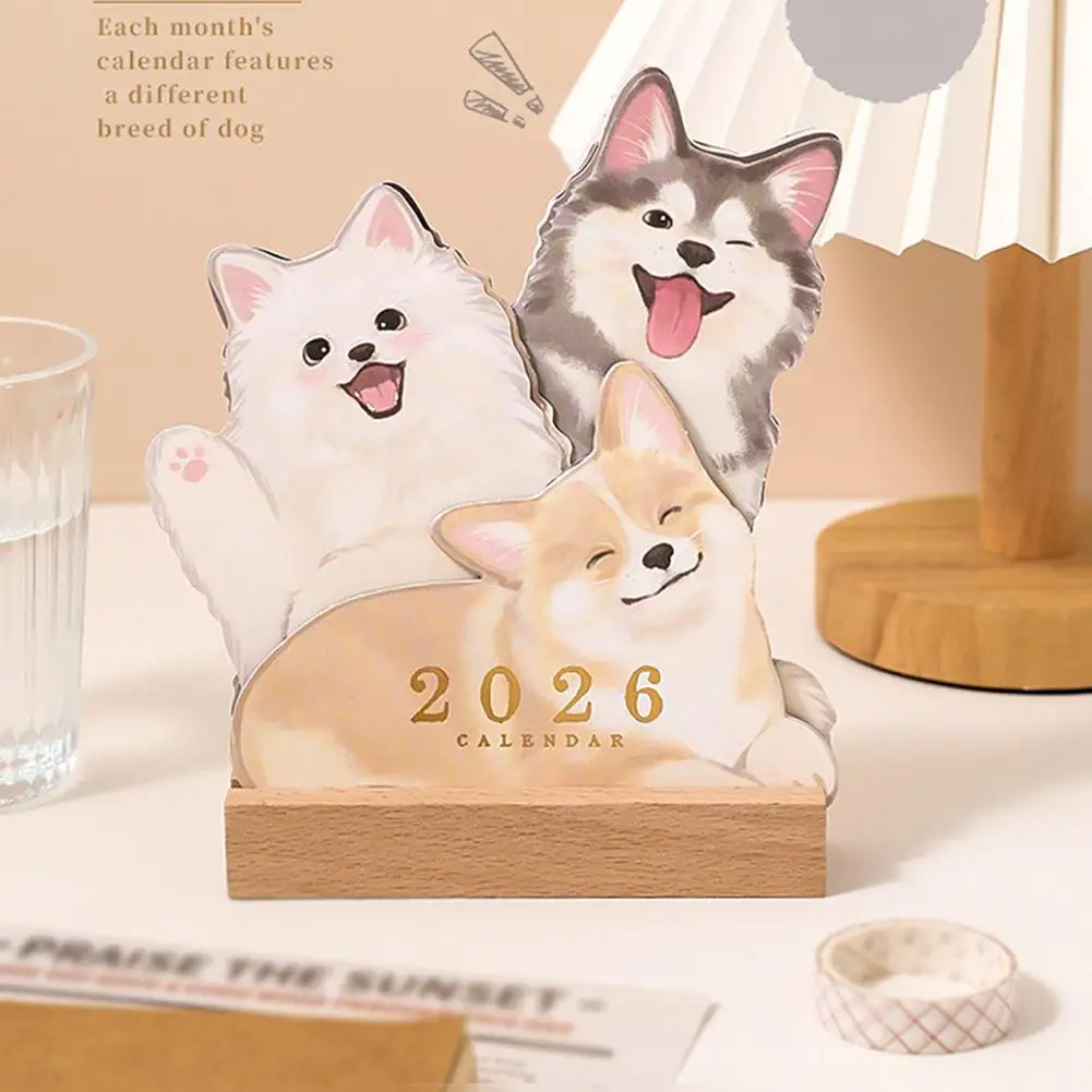 

2026 Cute Cat Dog Desk Calendar Mini Desktop Calendar Notes Repeated Writing and Wiping Multi Functional Desktop Decoration