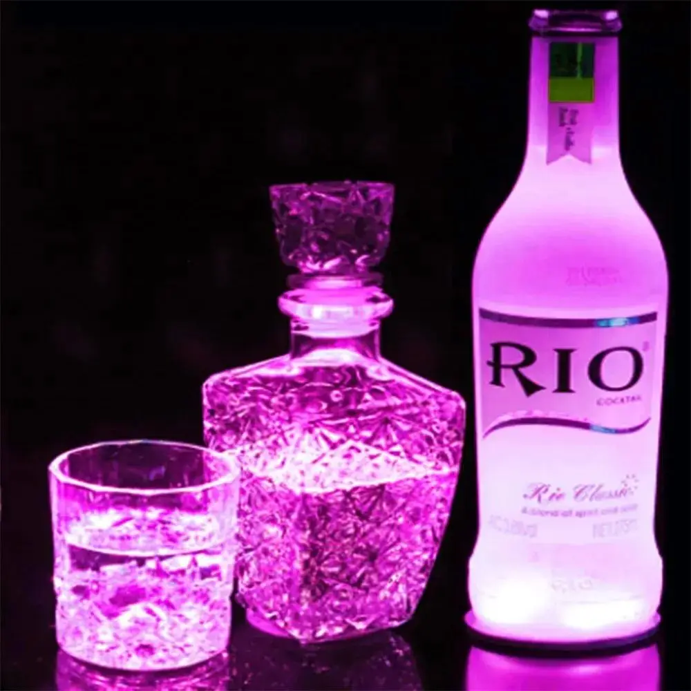 5pcs Set LED Luminous Coasters Light Up Glass Drinking Bottle Cup Mat for Parties Weddings Bar Christmas Home Pub image 3