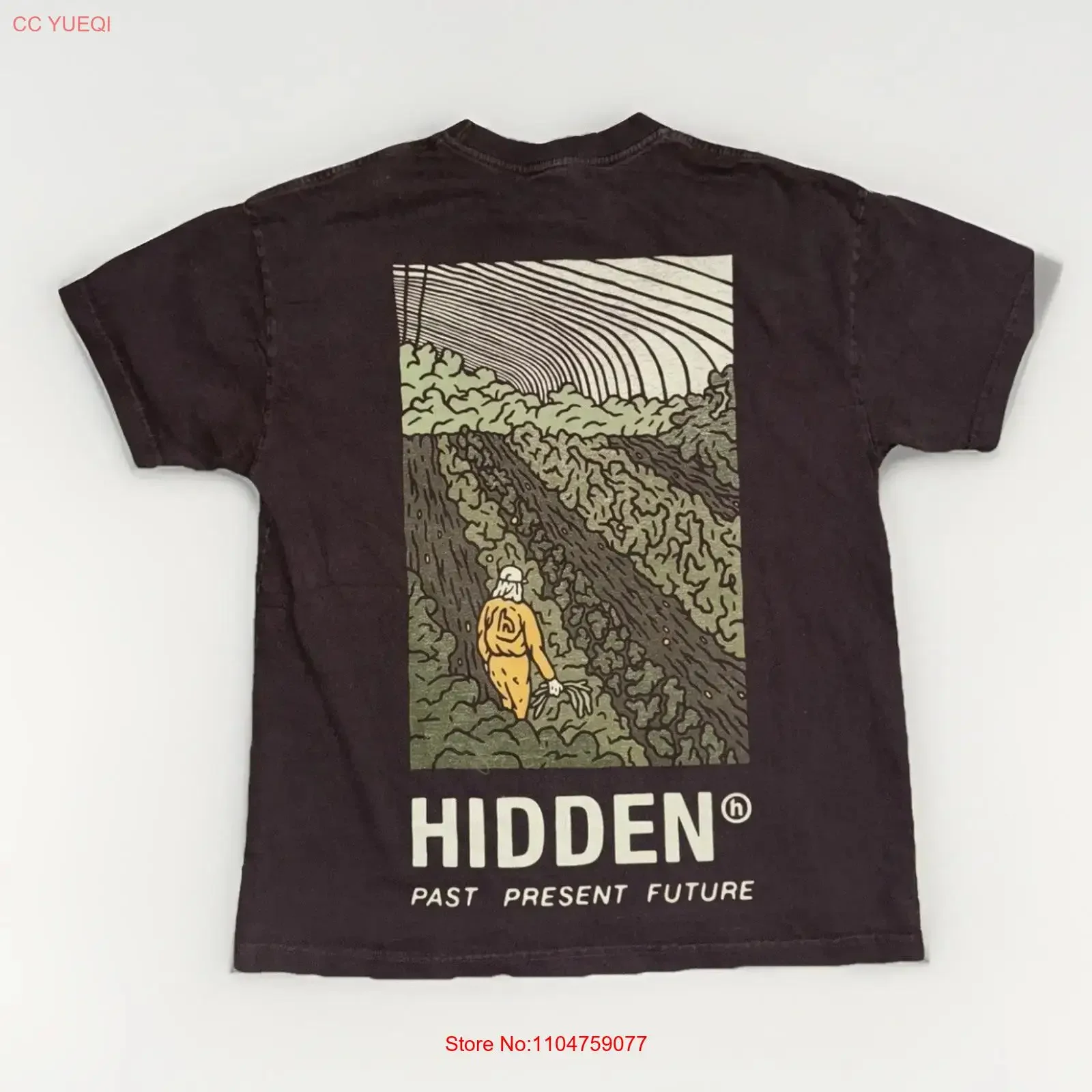 Hidden NY T Shirt Brown Tan Landscape Print Medium 20x26 Streetwear vintage Washed Soft designer clothes streetwear Stretched