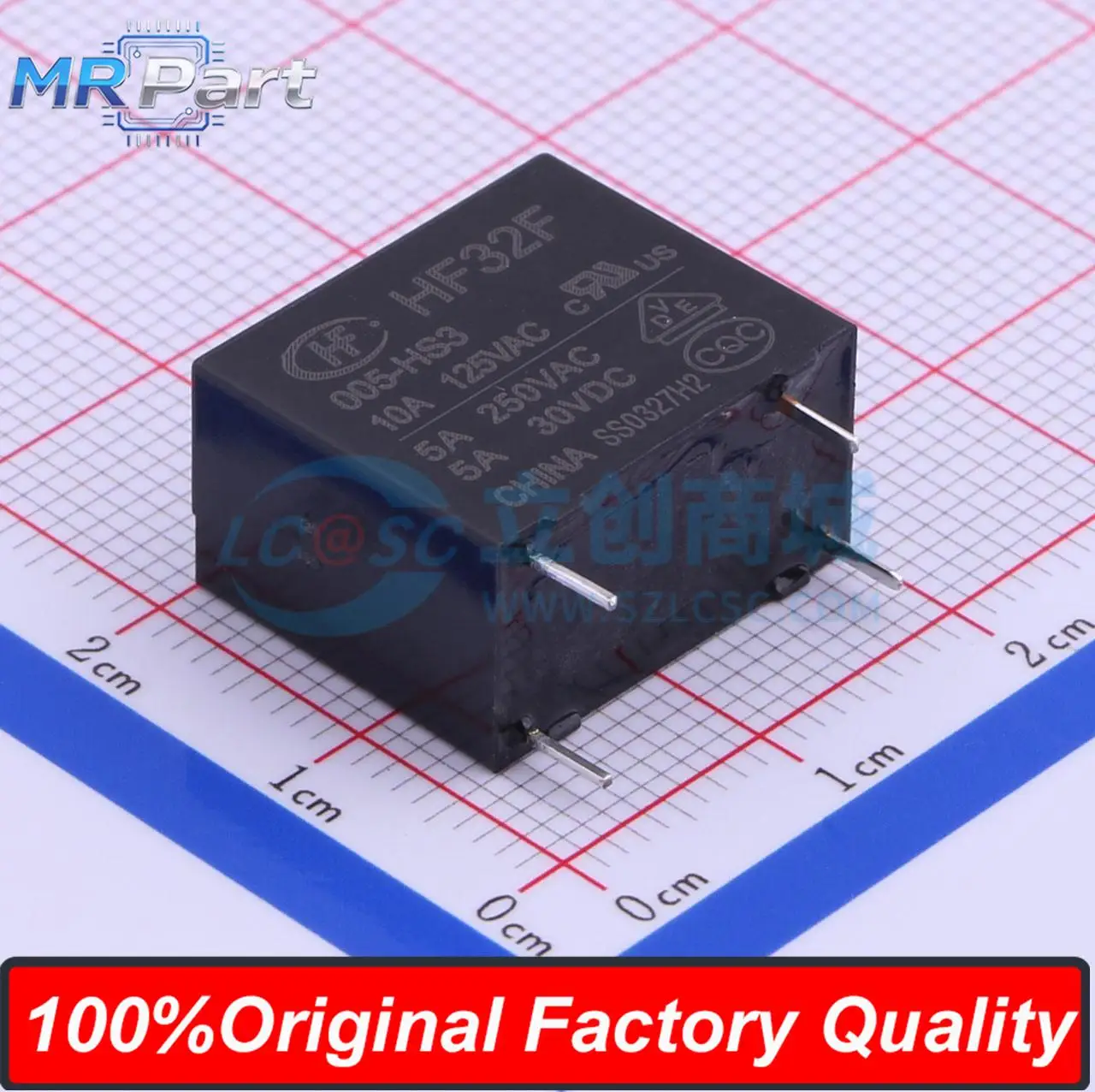 5Pieces HF32F/005-HS3 Ultra Small Medium Power 5V Relay 5A 250VAC 10A 125VAC Single Pole Single Throw - Normally Open 4 Pins