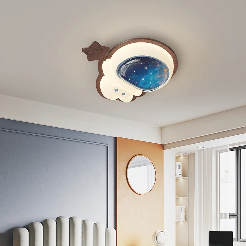 Applique Murale Créative Astronome LED pour Chambre d'Enfant, Bureau, Salon, Décor Chaud de Dessin Animé, Luminaire en Bois pour Chambre de Bébé