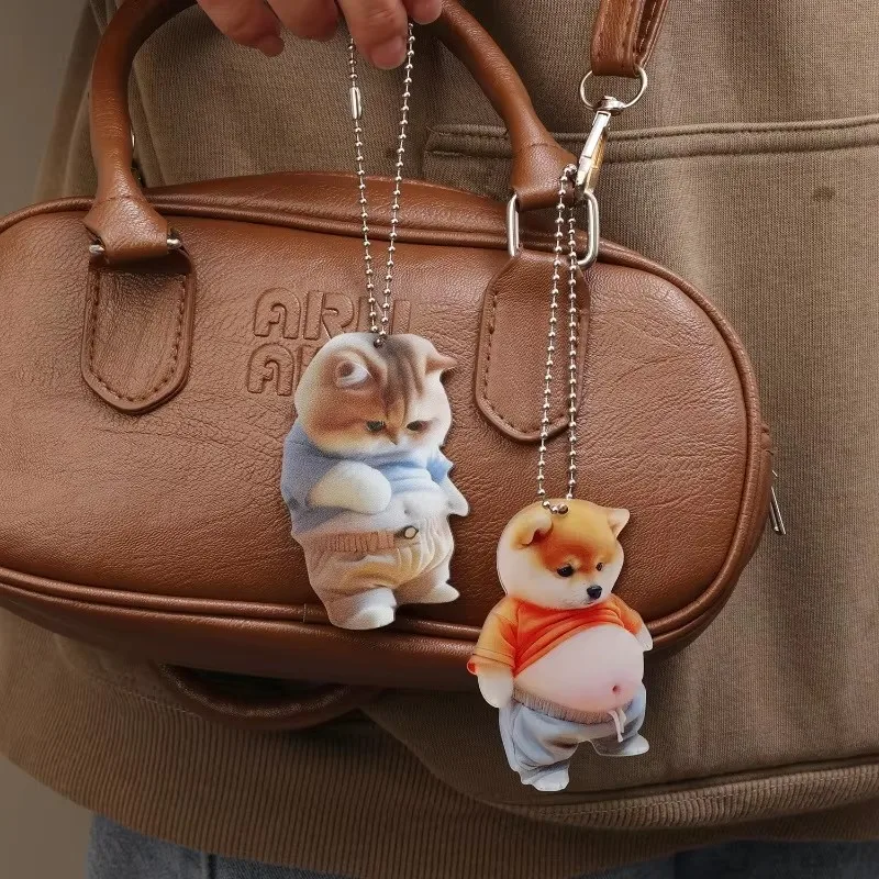 Cute Fat Dudu Puppy Pendant Animal Rearview Car Schoolbag Decor Accessories Interior Mirror Hanging Keychain Decor
