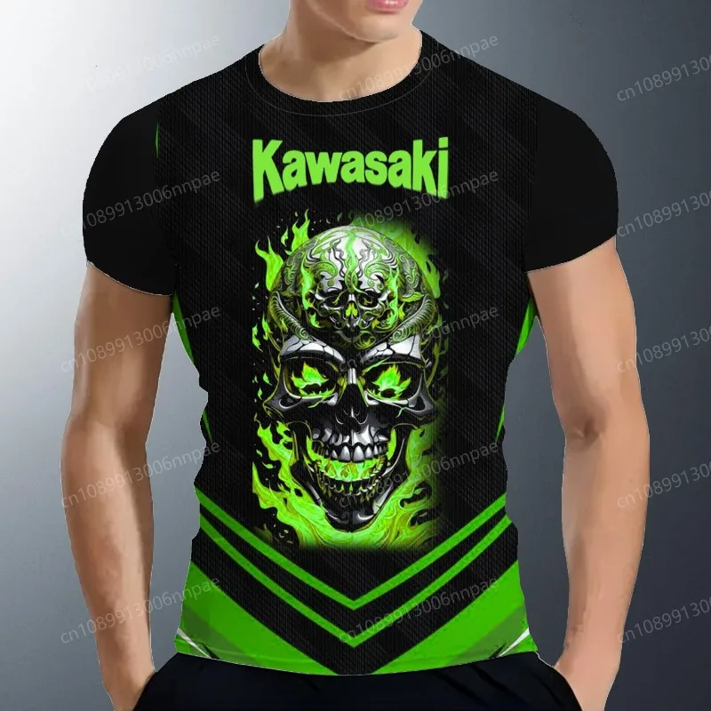 Motorcycle Street Men Tops Short Sleeve T-shirt Kawasaki Men's Fashion 2025 Adventure T-shirts High Quality Casual Cool T Shirt