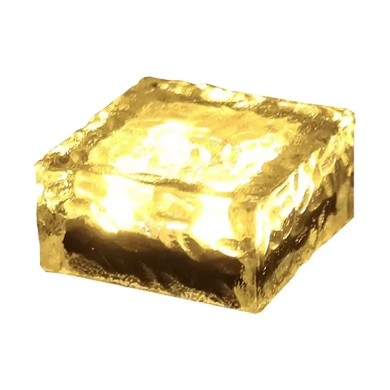 Custom Logo IP65 Waterproof Solar Ice Brick Light 3500K Warm White LED for Roads Gardens Outdoor Paving Glass Brick