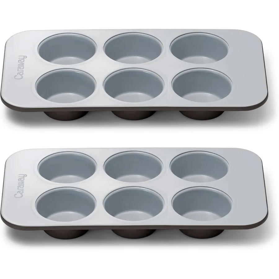 

Nonstick Ceramic 6 Cup Muffin Pan Duo NonToxic PTFE and PFOA Free Oven Safe Aluminized Steel Core Small Muffin Pan for Baking C
