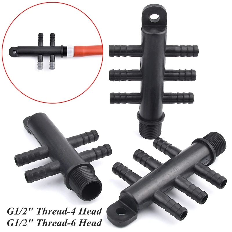 1/2'' Male Thread To 4/6 Head Splitter Aquarium Fish Tank Hose Splitter Connector Water Pump Oxygen Pump Gas Splitter