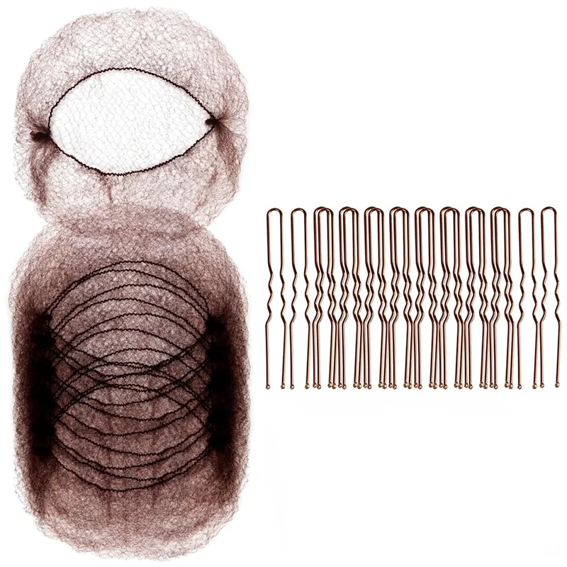 

A55X-50PCS сетчатые сетки для волос и 100PCS U-образные, сетки для волос для работников общественного питания, сетки для волос для женщин и мужчин