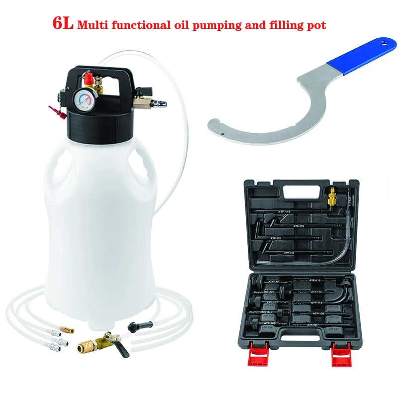 

Новый 6л автоматический трансмиссионный инструмент для заправки масла, пневматический масляный тормозной масляный насос, устройство для замены тормозной жидкости с деталями